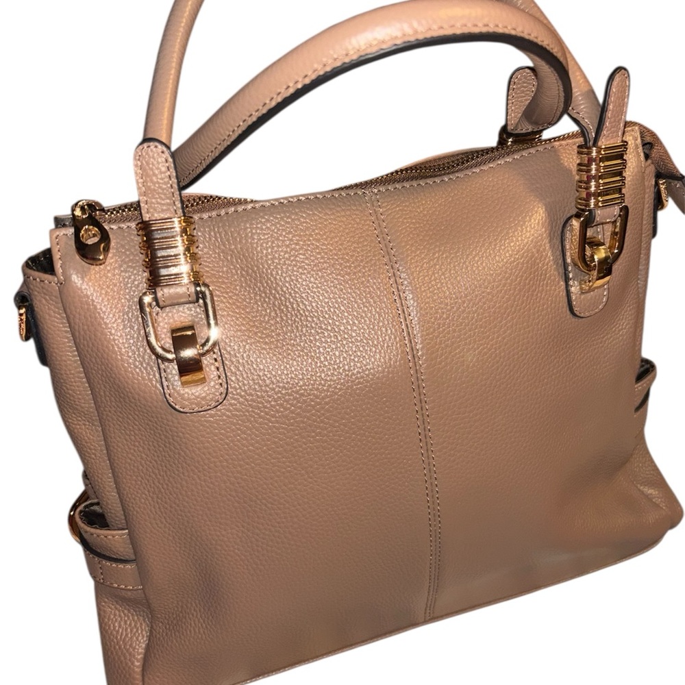 Kattee Elegant Tan Pebble Leather Satchel - Picture 2 of 8